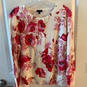 Talbots Cream Floral Cardigan